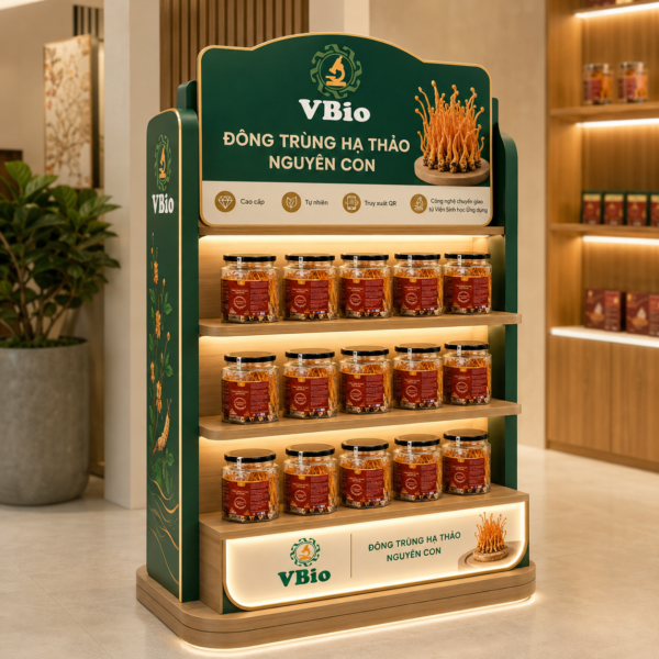 Bộ sản phẩm đông trùng hạ thảo VBio – viên nang, sấy thăng hoa, ngâm mật ong