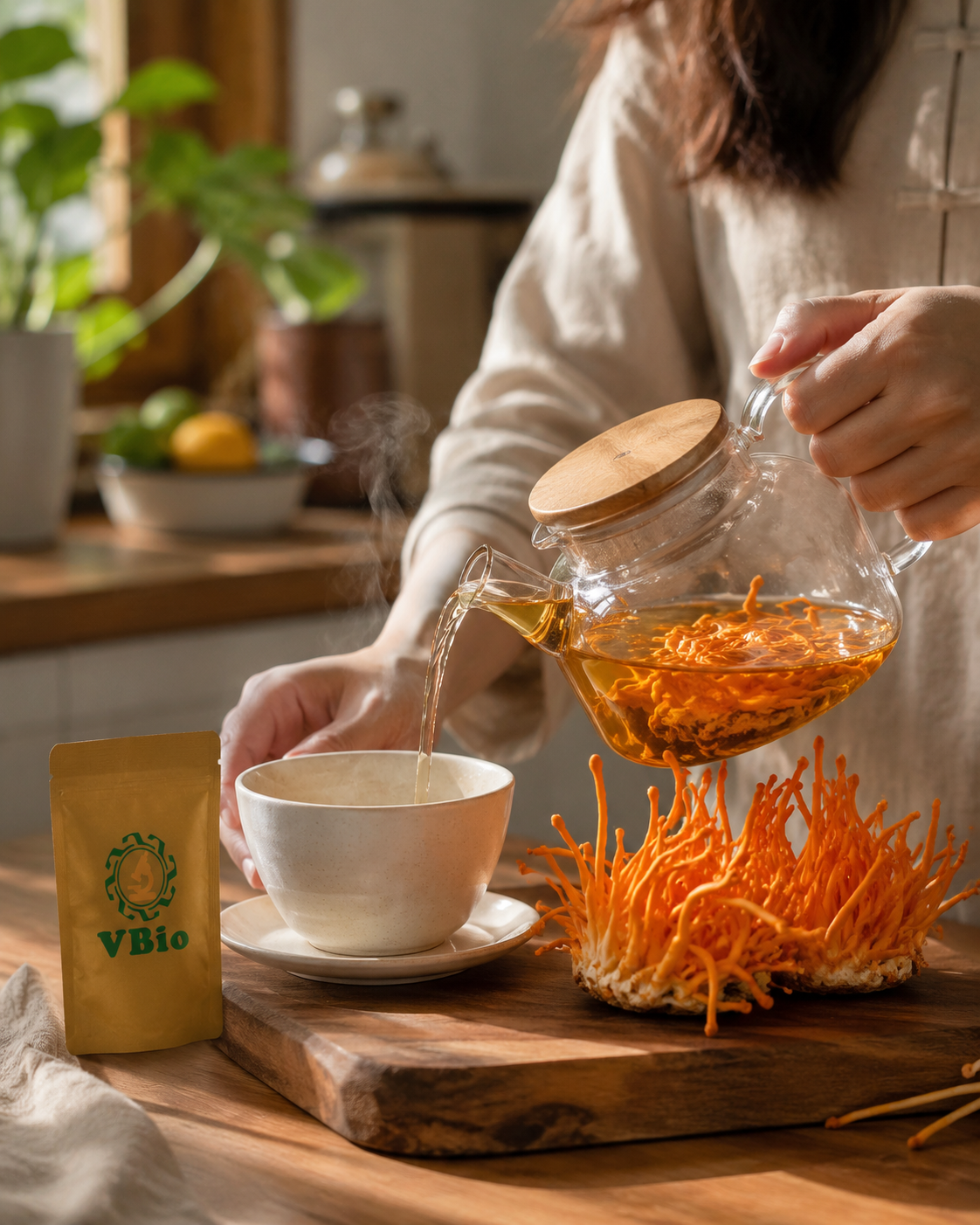 Cách pha trà đông trùng hạ thảo hỗ trợ cải thiện dạ dày tại nhà