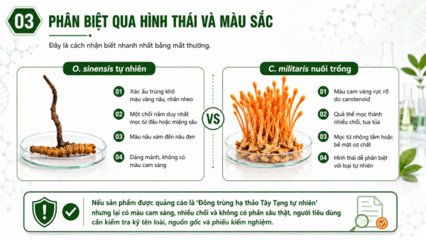 Phân biệt qua hình thái và màu sắc