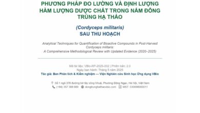 PHƯƠNG PHÁP ĐO LƯỜNG VÀ ĐỊNH LƯỢNG HÀM LƯỢNG DƯỢC CHẤT TRONG NẤM ĐÔNG TRÙNG HẠ THẢO